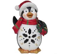 Figurine Noël Pingouin LED en Résine Lumineuse pour Jardin Patio