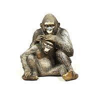 Figurine Ornements Statues Sculptures À La Main Silverback Gorille Statue Résine Père Et Fils Singe Sculpture Animal Sauvage Amour Artisanat Décoration Ornement Cadeau pour Mère