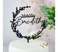 Figurine personnalisée pour gâteau de mariage avec date, personnalisé M. et Mme, rustique, fiançailles, anniversaire, marié et mariée, décoration de gâteau de fête, imperméable, ornementale, exquise, 