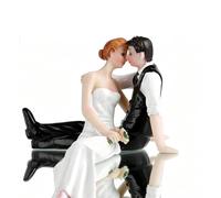 Figurine pour gâteau de mariage,decoration mariage,Mariée Et Marié Artificiels Assis Enlacés,Figurine en Résine S'embrassant, Décoration De Gâteau De Couple pour l'anniversaire de la Saint-Valentin