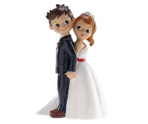 FIGURINE RÉSINE COUPLE MARIAGE ELLE ET LUI 16CM Blanc