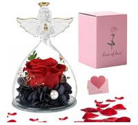Figurine - Rose Eternelle - Ange - Cadeau Fête des Mères - Fleur Stabilisée - Rouge