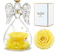 Figurine - Rose Eternelle - Ange - Jaune - Fleur Stabilisée - Cadeau Romantique