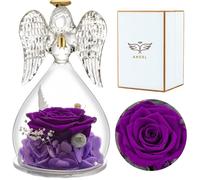 Figurine - Rose Eternelle - Ange - Violet - Fleur Stabilisée - Cadeau Romantique