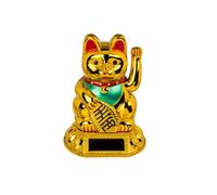 Figurine solaire chat porte bonheur or
