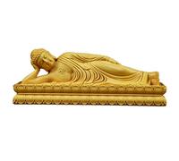 Figurine Statue Zen Bouddha Inclinable Sculptures en Buis Ornements Décoration Faite À La Main Cadeau pour Le Bureau À Domicile,Grand