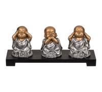 Figurine - STC Trio de Boudha - Résine - Décoration Zen - 20x6x8,5 cm