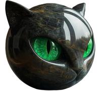 Figurine Tête de Chat en Résine Pierre Marbrée - Décoration Miniature Élégante pour Intérieur, Collection ou Cadeau Félin (Bleu)