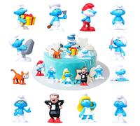 Figurines, 12 Pièces Décoration de Gâteau, Schtroumpfs Figurine Decoration, Schtroumpfs Mini Figuren Set, Gâteau Topper, Enfants Décoration gâteau anniversaire