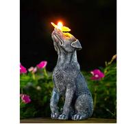 Figurines de chien avec papillon Décoration solaire extérieure : chiens drôles Décoration de jardin cadeau pour femmes