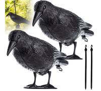 Figurines de corbeaux - Dissuasifs pour oiseaux - Noir - Plastique - Surface polie - Décoration de jardin - Pour usage extérieur