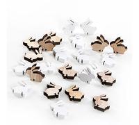 Figurines de Lapins de Pâques, Set de 24: Décoration Moderne, Mini-Lapins en Bois Blanc & Marron, Décor pour Table, Cadeaux et Fête, Décoration Intérieure, 2,5 cm