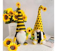 Figurines de lutin d'abeilles, de tournesol, d'abeilles, décoration d'été, mignonne naine debout, décoration de chambre esthétique, tournesol, lutin d'abeille, ornements pour ferme, salon, chambre à