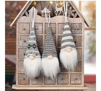 Figurines de Père Noël en Polyester Doux 22cm(Gray) | Design tricoté unique, style scandinave, touche whimsique, conversation festive, pour décor chaleureux