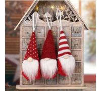 Figurines de Père Noël en Polyester Doux 22cm(Red) | Design tricoté unique, style scandinave, touche whimsique, conversation festive, pour décor chaleureux