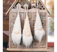 Figurines de Père Noël en Polyester Doux 22cm(White) | Design tricoté unique, style scandinave, touche whimsique, conversation festive, pour décor chaleureux