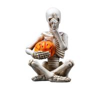 Figurines de squelette gothique effrayant pour décoration | Figurine squelette d'Halloween tenant une citrouille pour bureau, étagère, salon, cheminée, fête de vacances, D