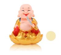 Figurines du Bouddha rieur, mini-statue du Bouddha Maitreya | Statue solaire du Bouddha Maitreya qui hoche la tête, décoration porte-bonheur de table, décoration de bureau à domicile