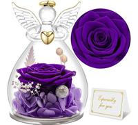 Figurines en verre « Rose éternelle et ange » : cadeau pour femme, rose éternelle dans un bocal avec figurine d'ange : cadeau pour maman, cadeau d'anniversaire pour femme, cadeau pour maman ou grand-m