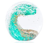Figurines en verre soufflé à la main, motif vagues de l'océan, presse-papier de bureau pour bureau, décoration d'intérieur, décoration d'aquarium, décoration de bureau pour les amateurs de l'océan