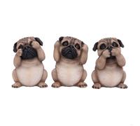 Figurines - NEMESIS NOW - Three Wise Pugs - Polyrésine - 8.5cm - Brun