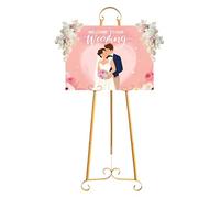 Fiita Chevalet d'artiste - 135 cm - Réglable - Trépied de table - Écran de peinture sur toile - Facile à plier - Pour studio de mariage - Pour poster intérieur et extérieur - Doré