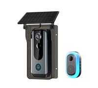 FIJHNGSF Caméra de Sonnette vidéo WiFi sans Fil | Alimenté à l'énergie solaire avec housse de pluie.(Set2)