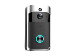 FIJHNGSF Caméra de Sonnette vidéo WiFi sans Fil Intelligente | Surveillance à distance 720P, Vision nocturne(V5 Black Add Chime)