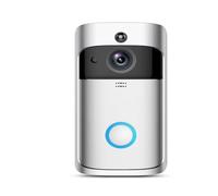FIJHNGSF Caméra de Sonnette vidéo WiFi sans Fil Intelligente | Surveillance à distance 720P, Vision nocturne(V5 White Add Chime)