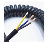 Fil à ressort de cordon d'alimentation en spirale Fil à ressort à 3 conducteurs, câble électrique en spirale, fil extensible de cordon d'alimentation noir, 0,5 carré 2,5 m 5 m 7,5 m, (longueur : longu