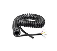 Fil à ressort en spirale, 4 cœurs, 0,75 mm², câble extensible, cordon d'alimentation noir, noyau en cuivre pur, gaine TPU, résistant à l'usure, résistant à l'huile, 1 pièce(Stretch 3.75m)