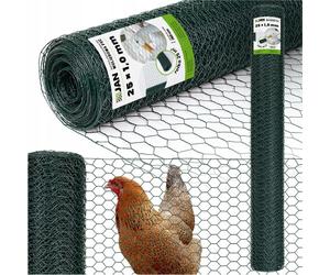Fil à volière – Hauteur : 150 cm – Rouleau de 25 mètres – Maille hexagonale de 25 mm – Galvanisé et revêtu de PVC