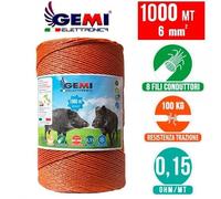 FIL DE CLÔTURE ÉLECTRIQUE Clôture Électrifiée 1000 MT 6 Mm² Pour Animaux Chevaux Sangliers Vaches Porcs Poules Gemi Elettronica