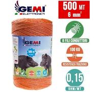 FIL DE CLÔTURE ÉLECTRIQUE Clôture Électrifiée 500 MT 6 Mm² Pour Animaux Chevaux Sangliers Vaches Porcs Poules Gemi Elettronica