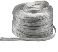 Fil de cuivre étamé tressé en pur | Multicolore calibre 10 1,4 mm x 18 mm x 5 m : mise à la terre, transmission de courant(Silver)
