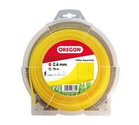 Fil de débroussailleuse Oregon Jaune Carré 2.4mm, Coupe herbes hautes, mauvaises herbes, végétation dense, Fil nylon haute résistance, compatible avec modèles standards, 2.4mm x 75m (69-414-Y)