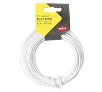 Fil de fer - Blanc - Plastifié - Rouleau de 15m - 2 mm de diamètre - Cogex