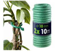 Fil de jardin - Attache-plante - Noyau en acier avec rembourrage en mousse souple - Flexible - 2 x 10 mètres - Vert