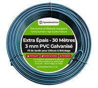 Fil de Jardin Galvanisé 30m x 3mm Plastifié - Fil pour Plantes Grimpantes, Clôture, Treillis, Bricolage & Jardin, Solide et Flexible par Speedwellstar