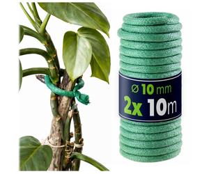 Fil de jardin KADAX 10 mm x 10 m, lot de 2, fil pour plantes avec âme en acier robuste et revêtement en mousse protecteur de couleur verte, fil de ligature pour plantes, fil épais pour le jardin