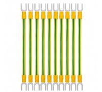 Fil de liaison mise à la terre en cuivre sans oxygène 99,9% | Fourche M8 6-16 mm2 150/200/300 mm 10 pièces for mise à la terre : chemin de câbles, solaire, armoire(300mm,10AWG(6mm2))