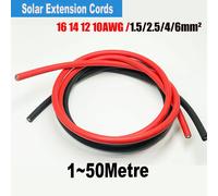Fil de panneau solaire 16/14/12/10awg, fil PV en cuivre et étain, câble d'extension solaire pour voiture extérieure RV bateau panneau solaire marin Red Blac