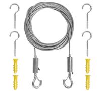 Fil de Rideau Acier Inoxydable, 6M Câble de Rideau, Fil de Rideaux Corde, Câble de Rideau avec 4 Pièces Piton Crochets à Visser