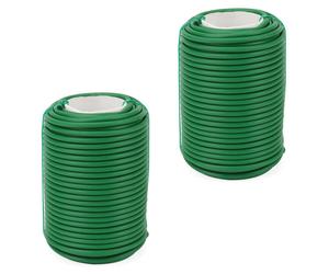 Fil de support pour plantes, 2 x 20 mètres, vert, diamètre 3,5 mm, attaches torsadées souples