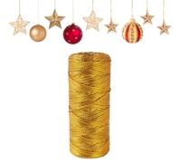 Fil Doré Noël 100 m, Ficelle Polyester 1,5 mm, Cordelette Inélastique et Résistante, Ruban Doré pour Loisirs Créatifs, Bijoux, Emballage Cadeaux, Macramé, Cartes de Vœux et Projets DIY