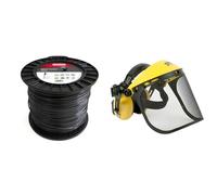 Fil en étoile Oregon Nylium pour coupe-bordures et débroussailleuses, cinq arêtes & Visière en Maille d'Acier & Protège-Oreilles Réglable, Protection du Visage, du Front