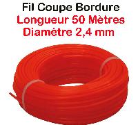 Toolland Fil pour coupe-bordure, nylon, rouge, 2.4 mm, 50 m