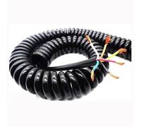 Fil spiralé, Câble télescopique spiralé Rigide 6 conducteurs 24 AWG, Section 0,2 mm², Longueur,5 à 7, mètres, avec connecteurs(5meter)