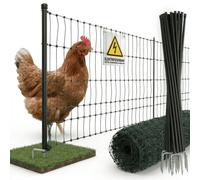 Filet agricole pour volaille 25 m x 106 cm, double pointe, électrifiable - Clôture mobile pour poules Clôture de pâturage Poules Volaille Clôture pour chiens Clôture pour animaux domestiques