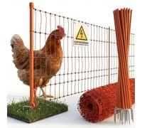 Filet agricole pour volaille 50 m x 106 cm, double pointe, électrifiable, orange - Clôture mobile pour poules, clôture de pâturage, clôture pour poules, clôture pour chiens, clôture pour animaux domes